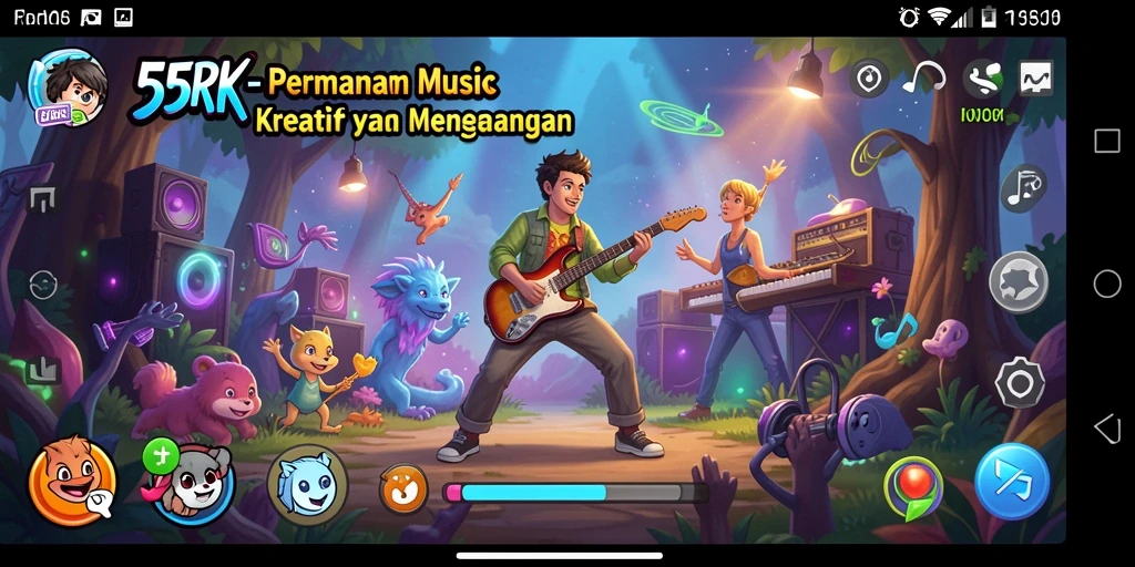 Tampilan antarmuka 55RK saat bermain musik dengan teman.