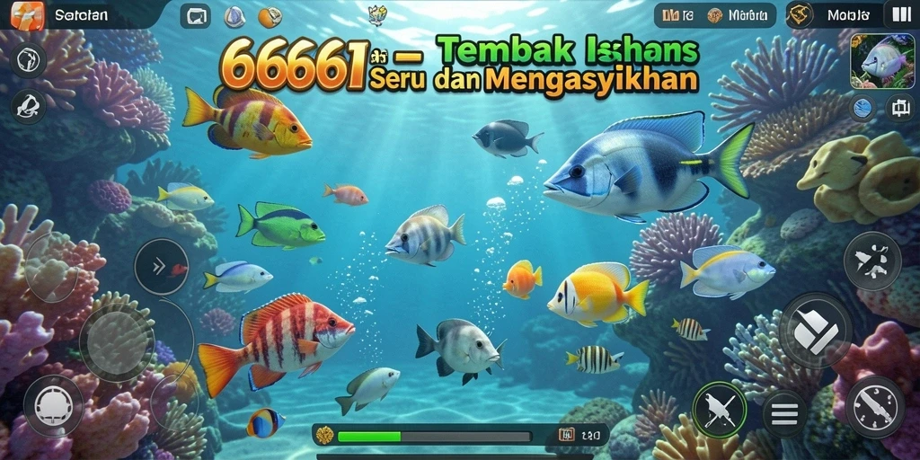 Tampilan gameplay seru di dalam lautan saat menembak ikan.