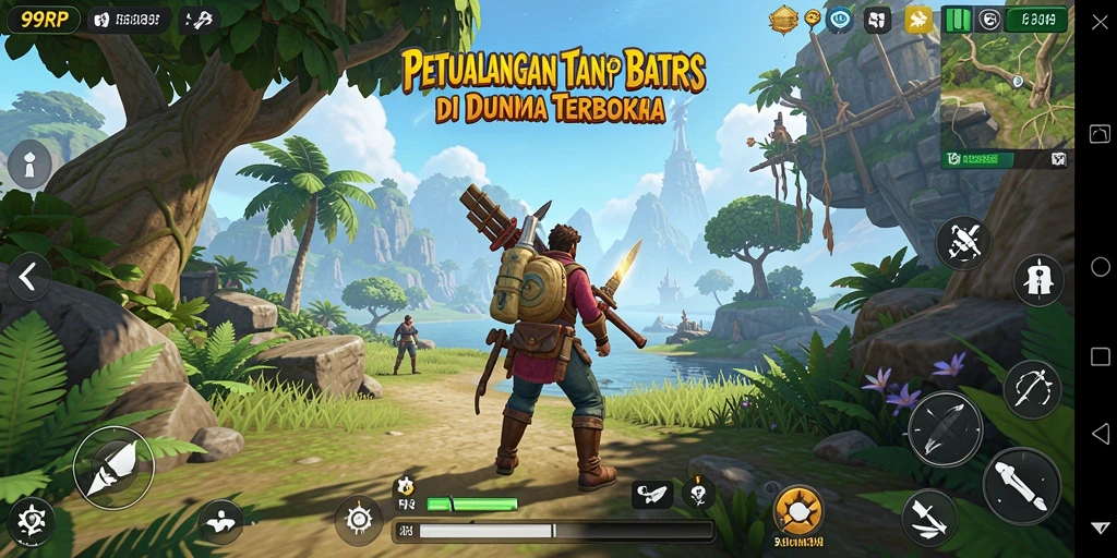 Screenshot gameplay 99RP yang menampilkan petualangan di dunia terbuka.
