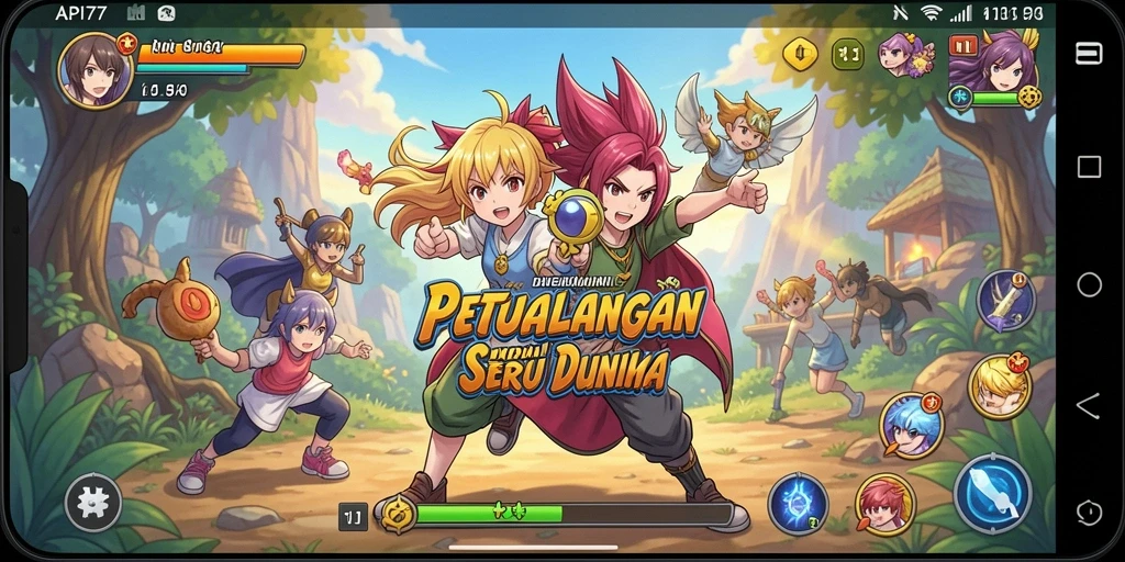 Tampilan gameplay seru dan karakter ikonik dalam API77.