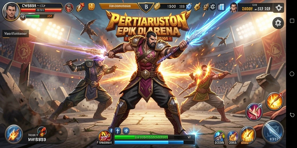Screenshot gameplay CW8888 menampilkan aksi pertarungan yang mendebarkan.