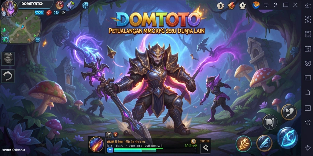 Tangkapan layar utama DOMTOTO memperlihatkan aksi pertarungan dalam gameplay MMORPG.