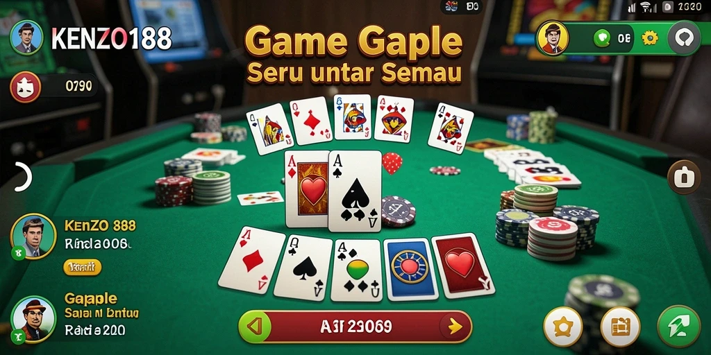 Tampilan screenshot KENZO188 menampilkan keseruan bermain Gaple.