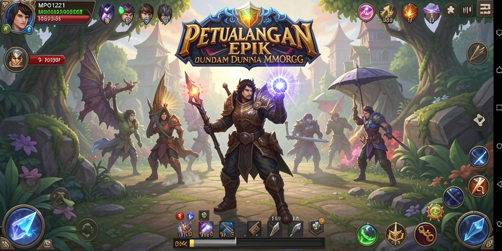 Tangkapan layar utama MPO1221 menampilkan gameplay penuh aksi MMORPG.