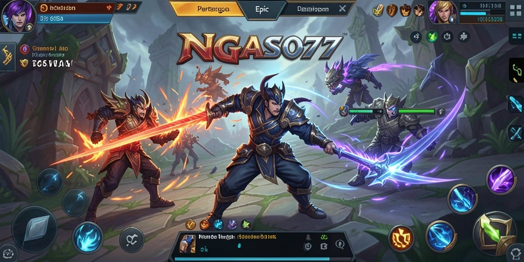 Tampilan seru gameplay MOBA dalam NGASO77.