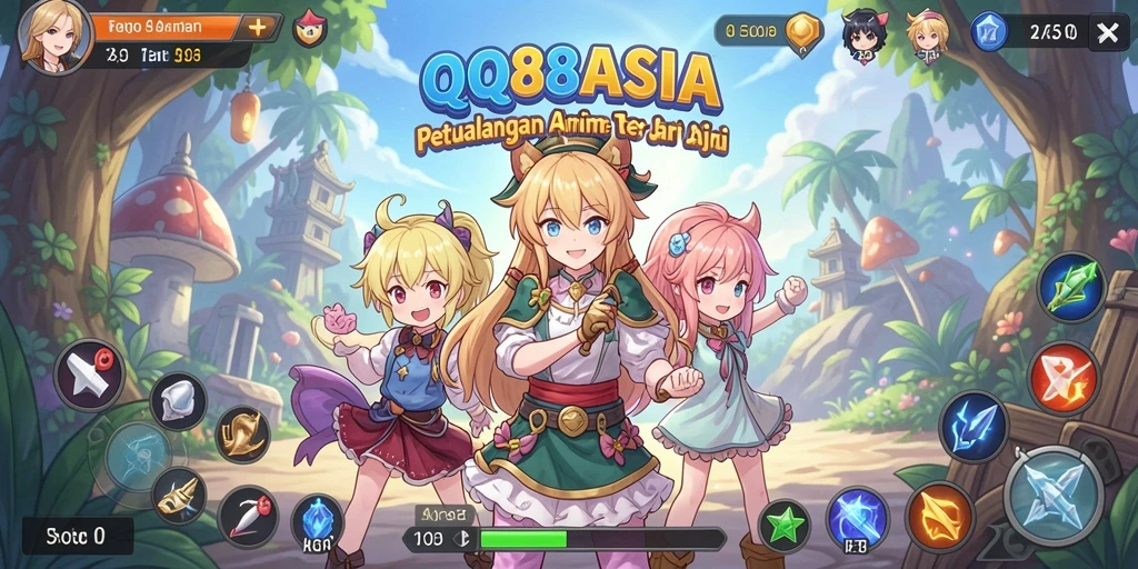Tangkapan layar utama QQ88ASIA menampilkan aksi karakter Anime.