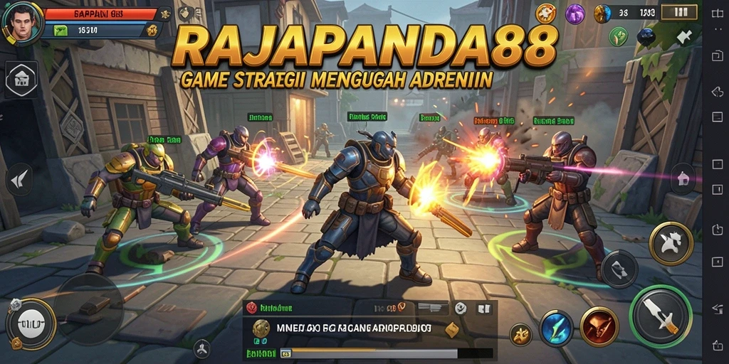 Tampilan gameplay seru dari RAJAPANDA88 yang menampilkan strategi pertempuran.