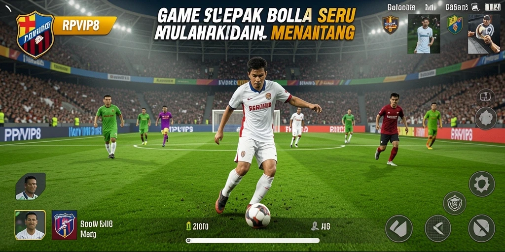 Tampilan gameplay seru dalam RPVIP8 dengan aksi sepak bola yang mendebarkan.